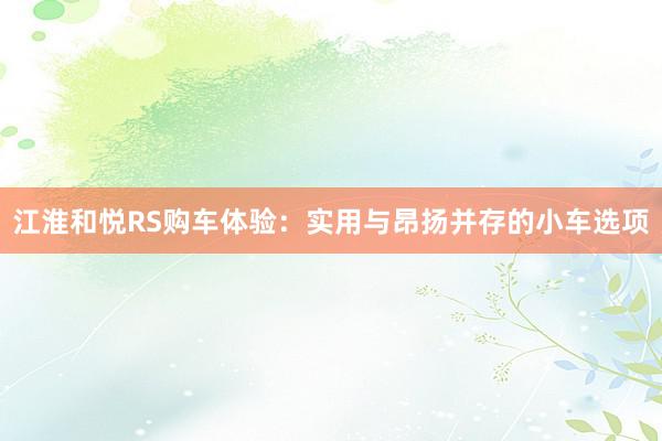 江淮和悦RS购车体验：实用与昂扬并存的小车选项